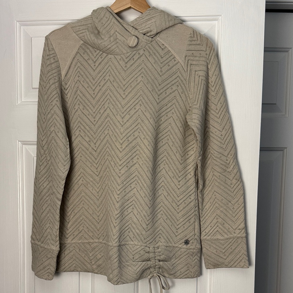 Prana Taupe Chevron Hooded Sweater